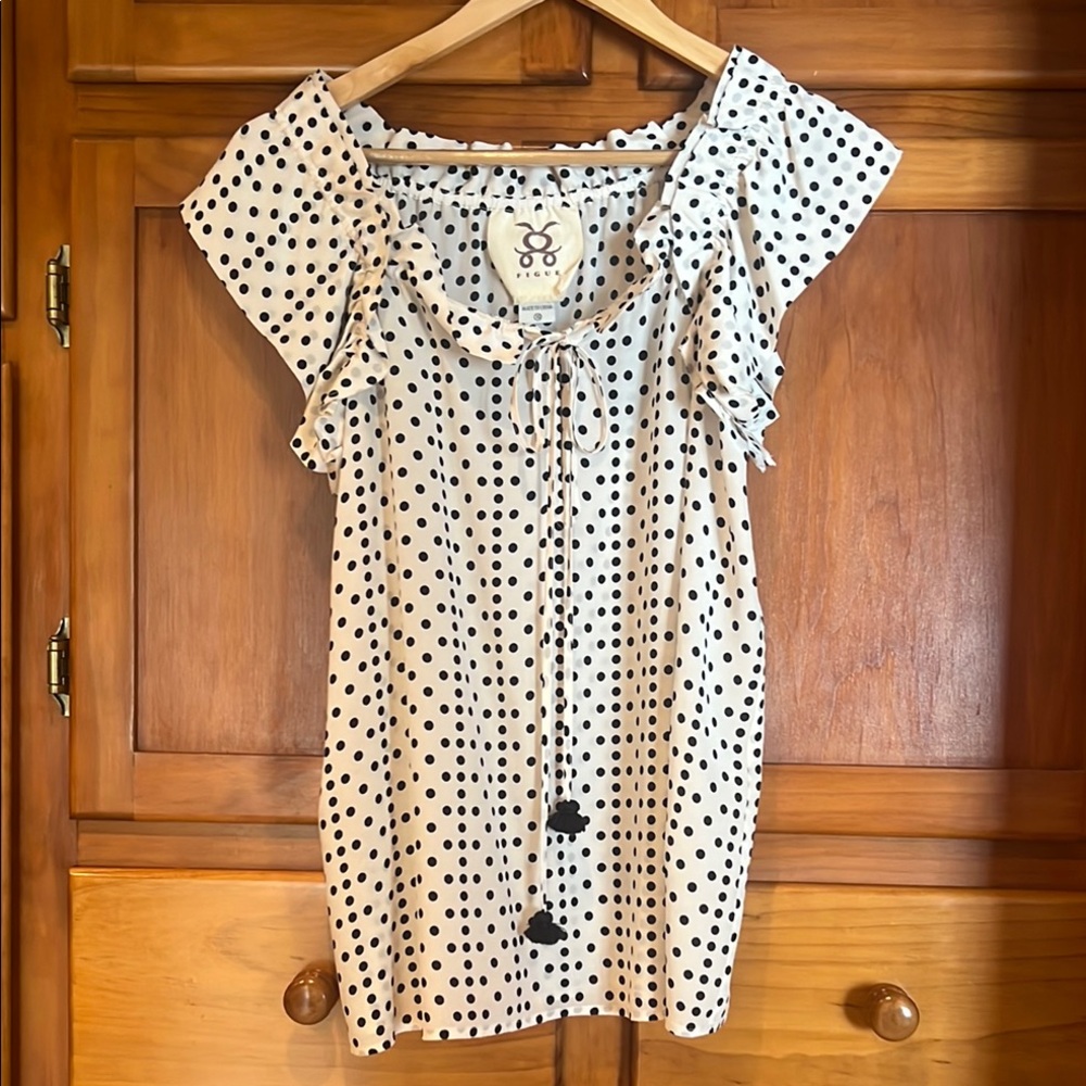 Figue Polka Dot Blouse - Cream and Black